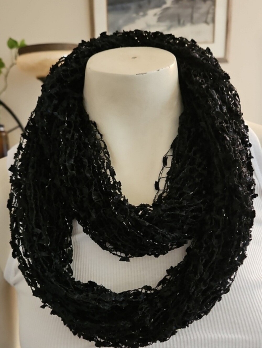 Bundle Of 3 Infinity Black Crinkled Circle Scarves